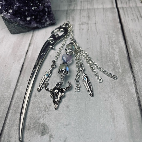 Artisan Moonstone Boho Hand Crafted Hairpin - Picture 5 of 14